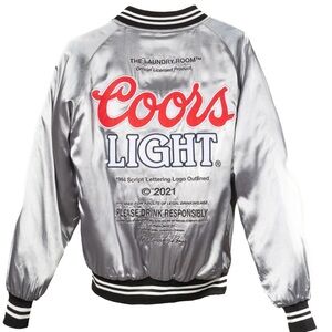NWT The Laundry Room Coors Light Official Quilted Stadium Jacket-Silver-Unisex M